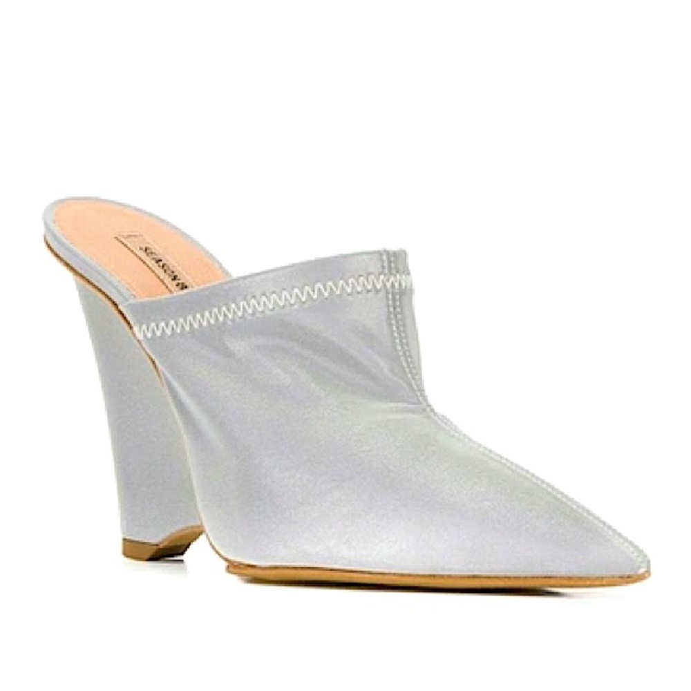 YEEZY Angled Wedge Mules Silver In Metallic